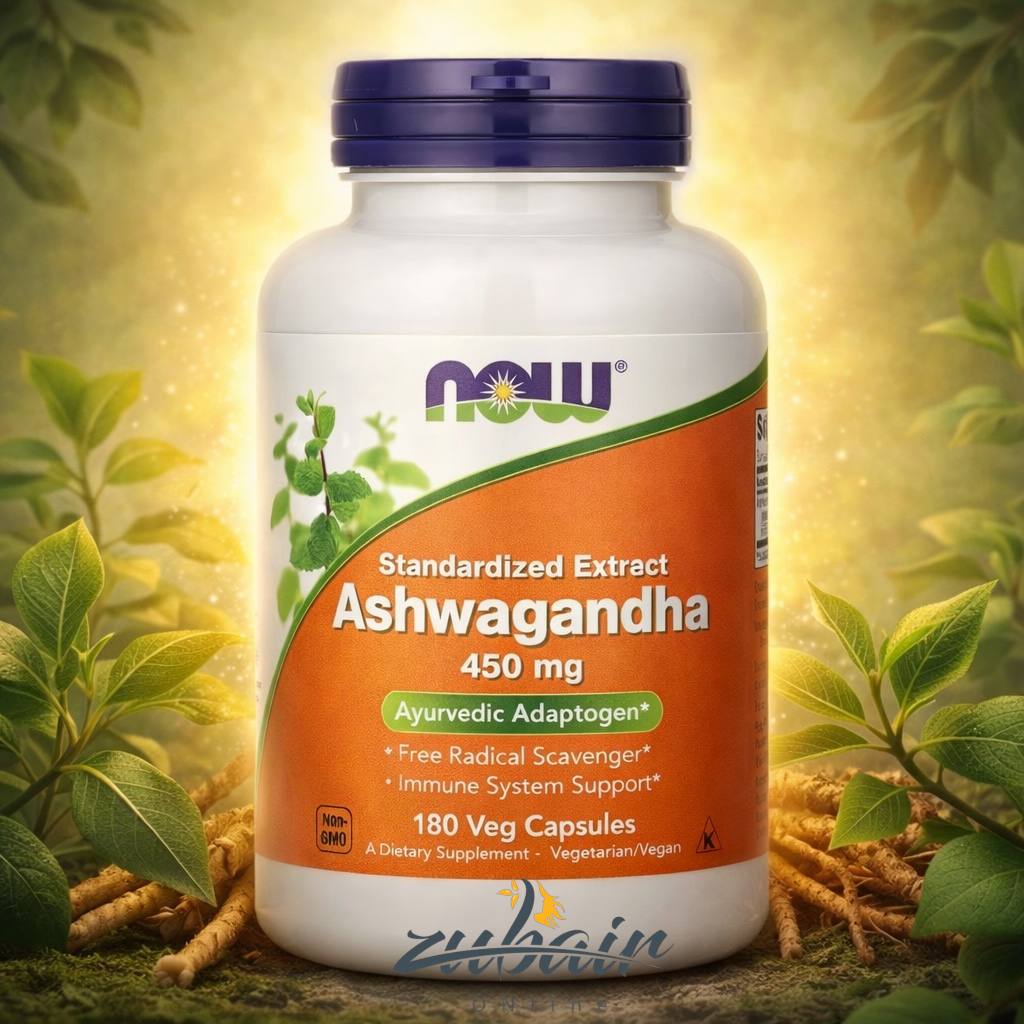 أشواغاندا 450 ملغ – NOW Ashwagandha 450 mg (180 Veg Capsules)