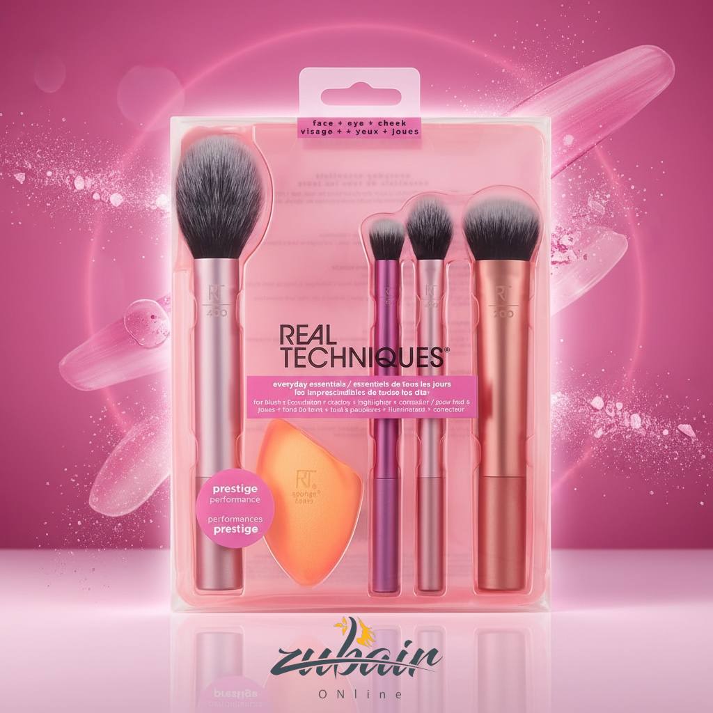 مجموعة فرش ميك اب + اسفنجة – Real Techniques Everyday Essentials Set