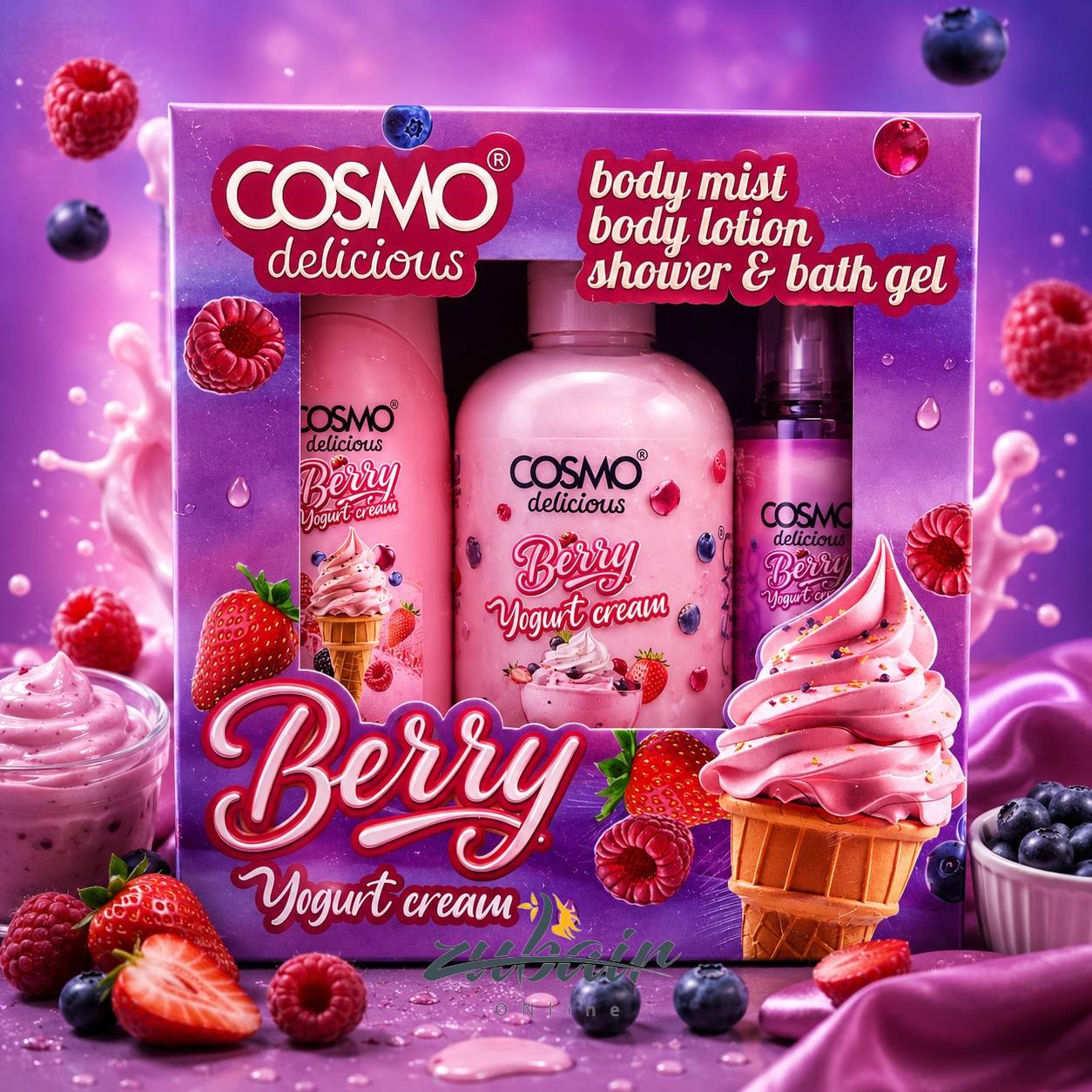 مجموعة بيري يوغرت كريم – COSMO Delicious Berry Yogurt Cream Gift Set