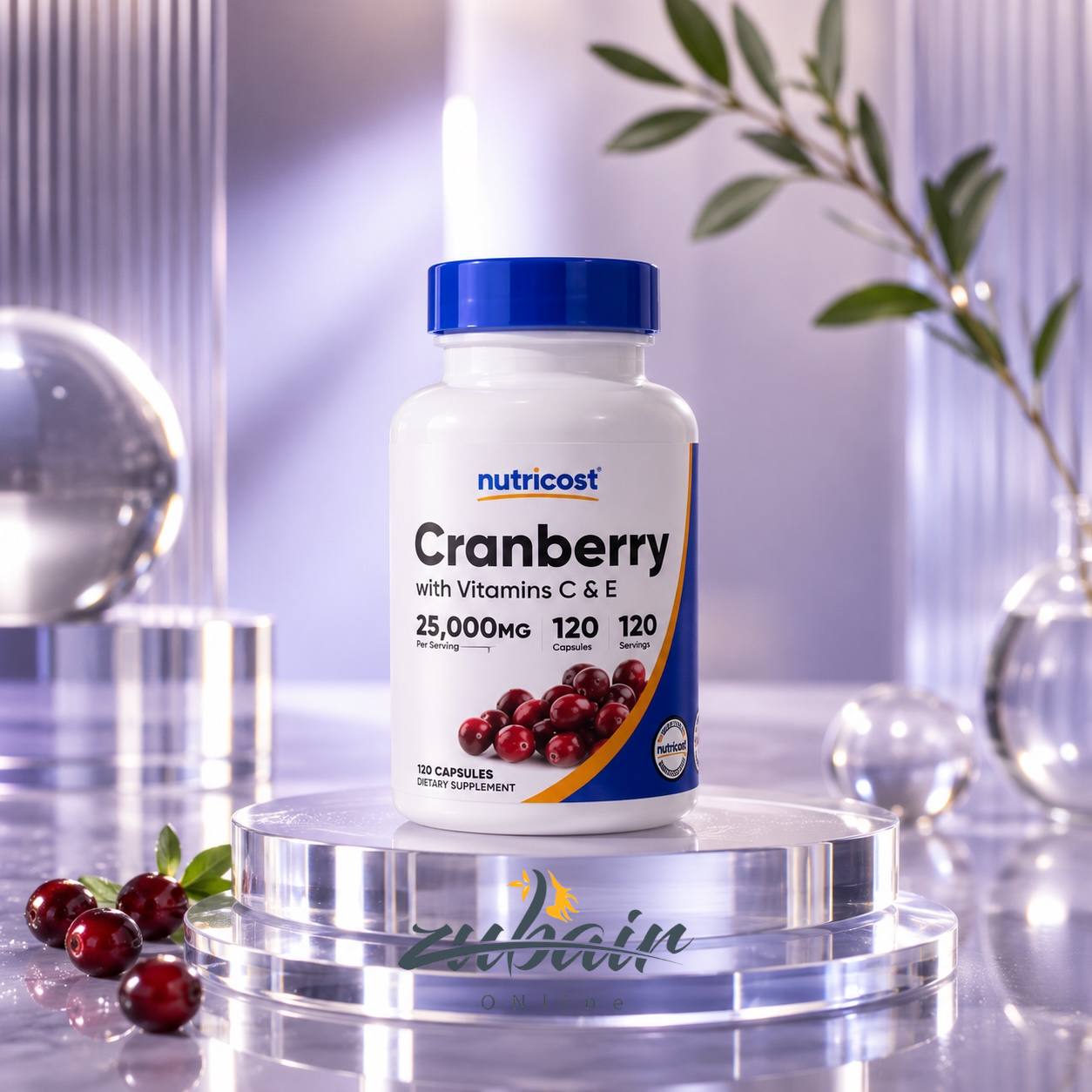نيوتريكوست كرانبيري مع فيتاميني C وE – Nutricost Cranberry with Vitamins C & E