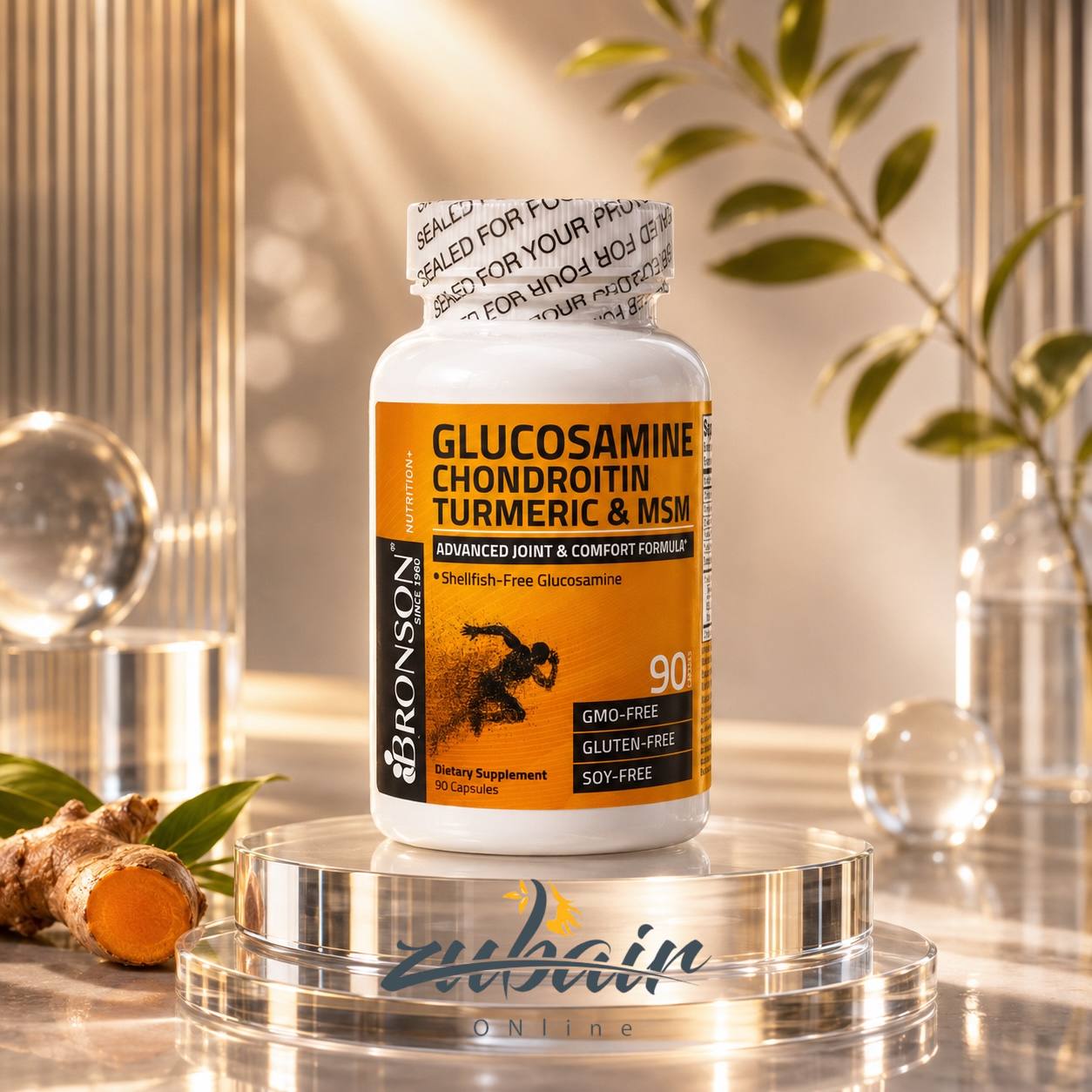 برونسون غلوكوزامين + كوندرويتين + كركم + MSM – Bronson Glucosamine Chondroitin Turmeric & MSM (90 Capsules)
