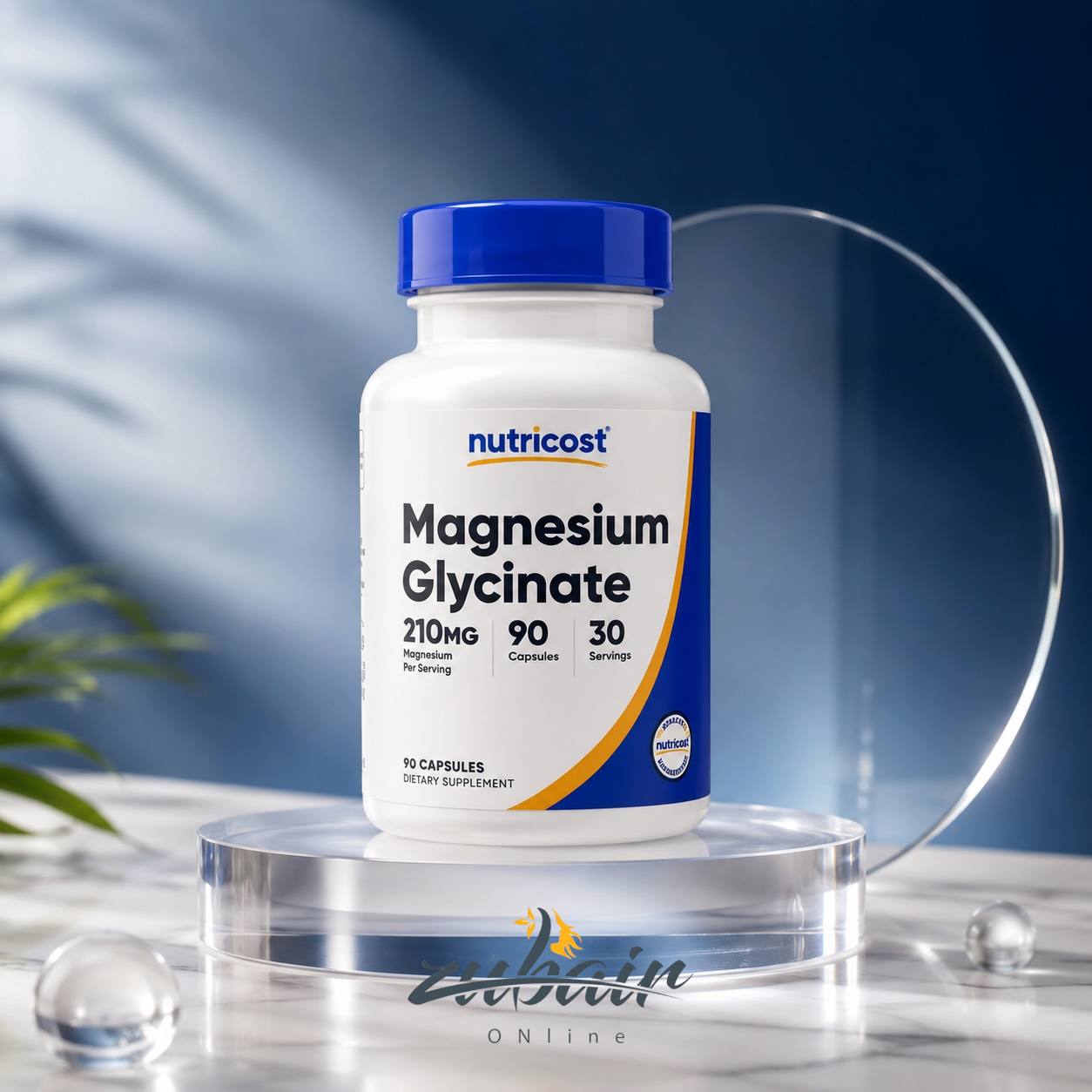 مغنيسيوم غلايسينات نوتريكوست – Nutricost Magnesium Glycinate (90 Capsules)